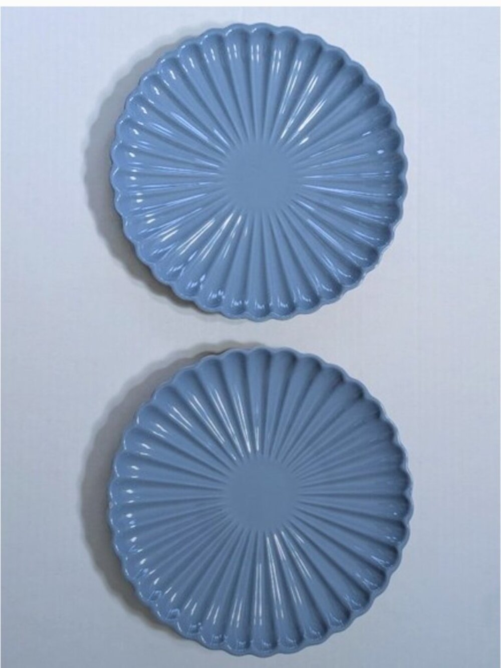*SET OF 2* Blue 8 1/4" Stoneware Cake Plates